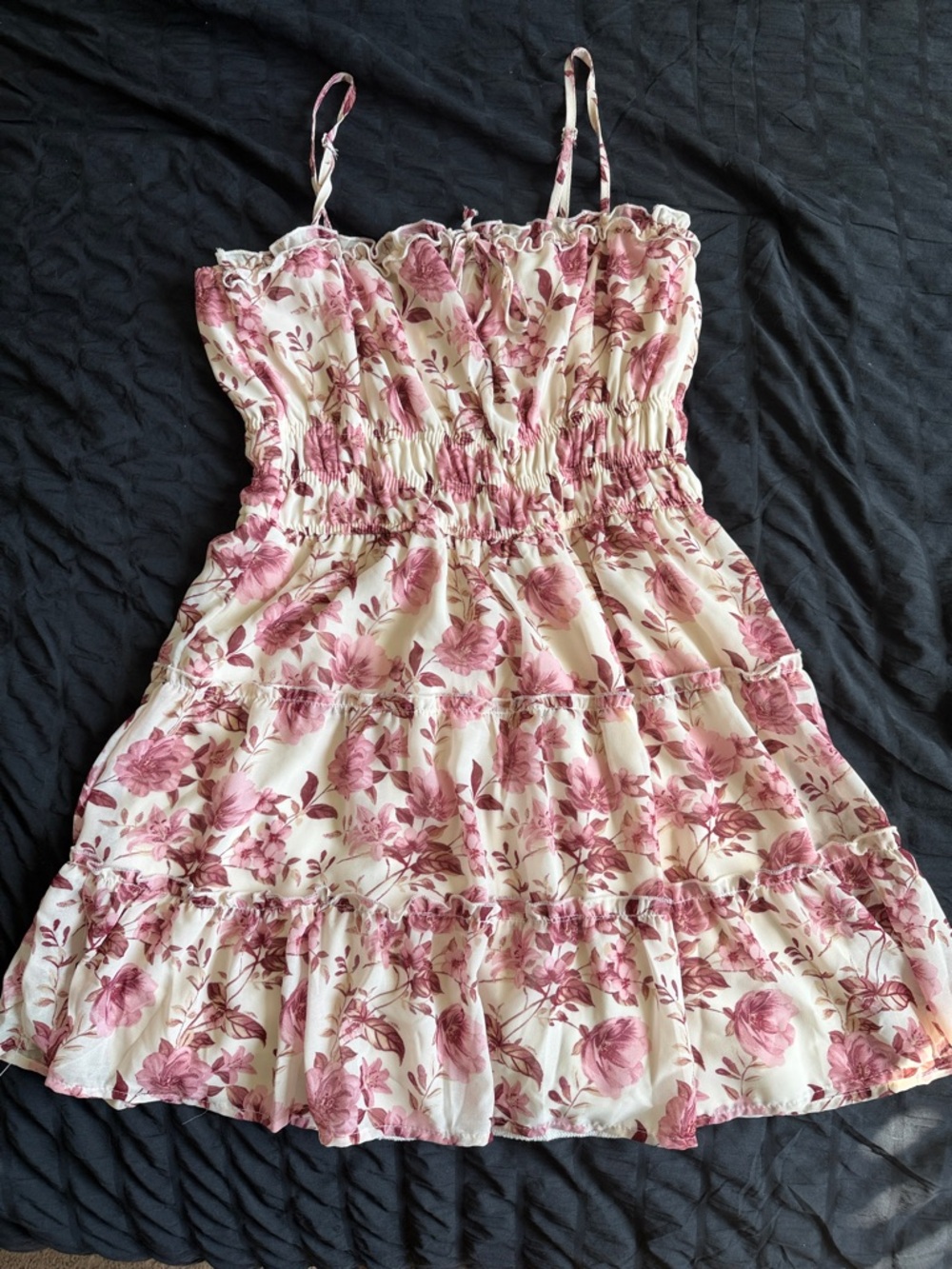Trixxi Floral Trim Dress in cream and Blush